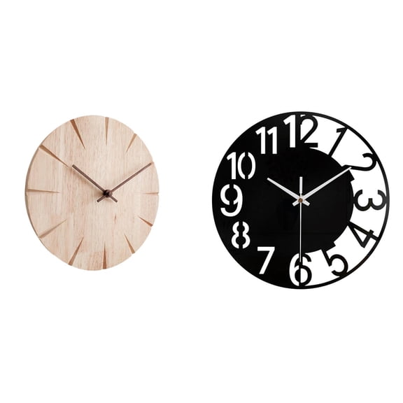 QSTDGVPW Wood Acrylic Wall Clock Creative Design Decorative Silent Non Ticking Easy to Read Simple Round Big Wall Clock for Restaurant Hotel Office Home