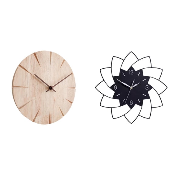 QSTDGVPW Wood Acrylic Wall Clock Creative Flower Shaped Hanging Clock Silent Non Ticking Decorative Gift for Restaurant Office Bedroom Cafe