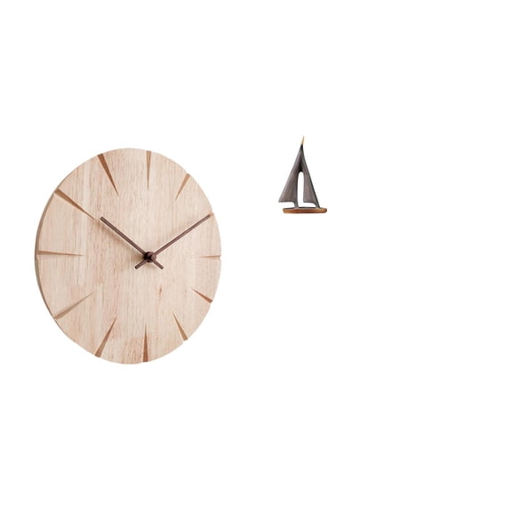 QSTDGVPW Wood Wall Clock Creative Design Decorative Clock Non Ticking Silent for Restaurant Office Sailing Boat Decor Sailboat Statue Sailing Ship Ornament Decorative Art Figurine Model for