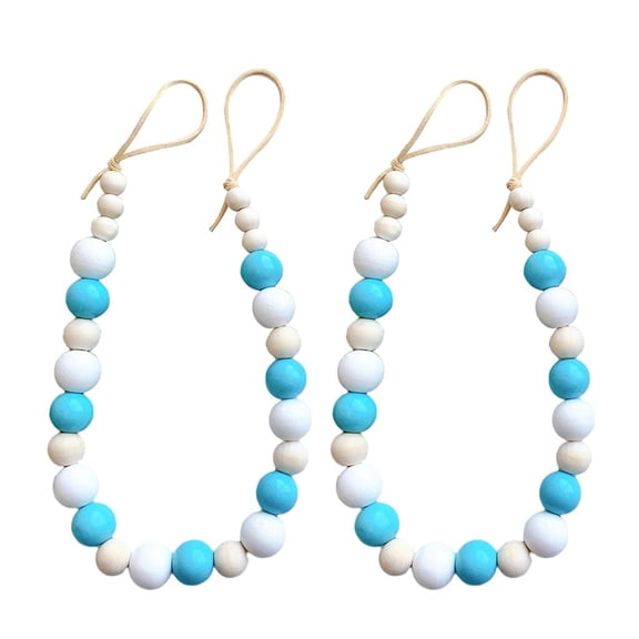 QSTDGVPW Wooden Beads Curtain Holders Tieback Clips Beaded Buckle Holdback Straps Home Drape Curtain Decorative Accessories Blue