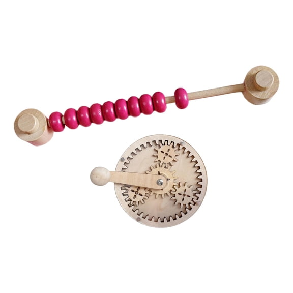 QSTDGVPW Wooden Busy Board Games , Random Color Abacus Beads and Hand Gear, Multi