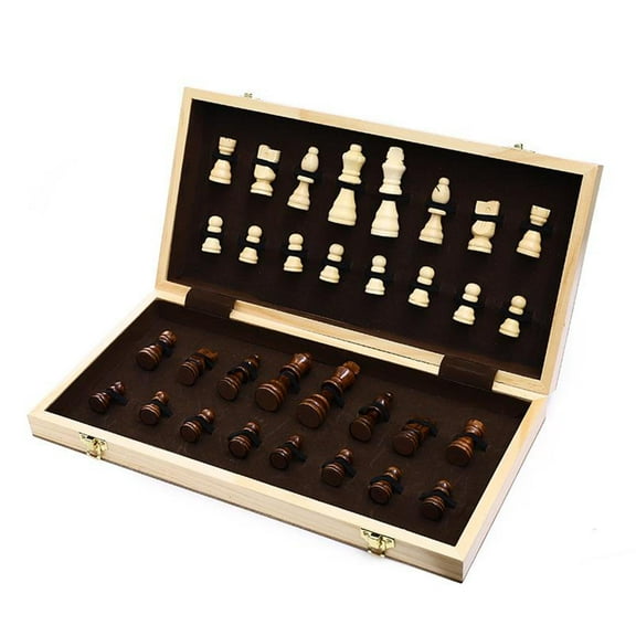 QSTDGVPW Wooden International Chess Set Foldable Chess Board Storage Space Chessboard 32x M