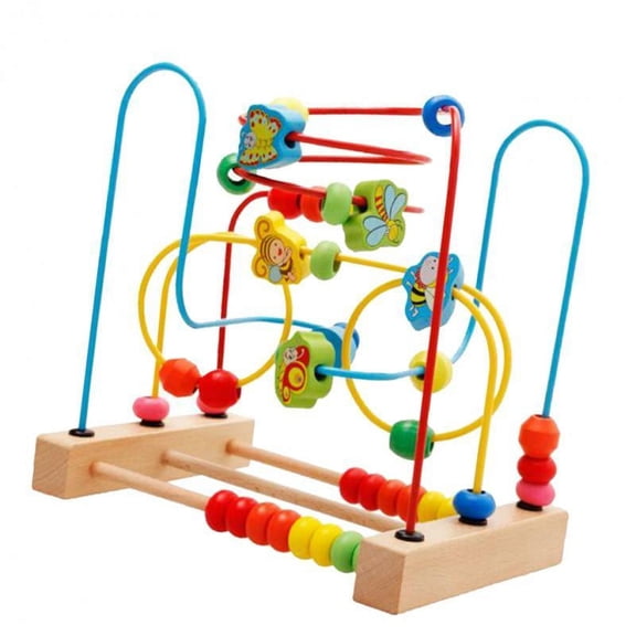 QSTDGVPW Wooden Math Toy Circles Classic Bead Maze Montessori Educational Toy for
