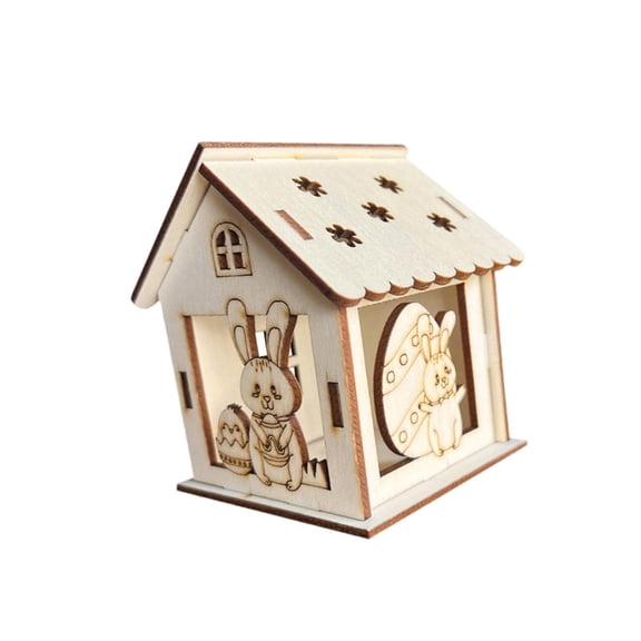 QSTDGVPW Wooden Spring Houses Craft Kit Festival DIY Easter Village House Easter Arts and