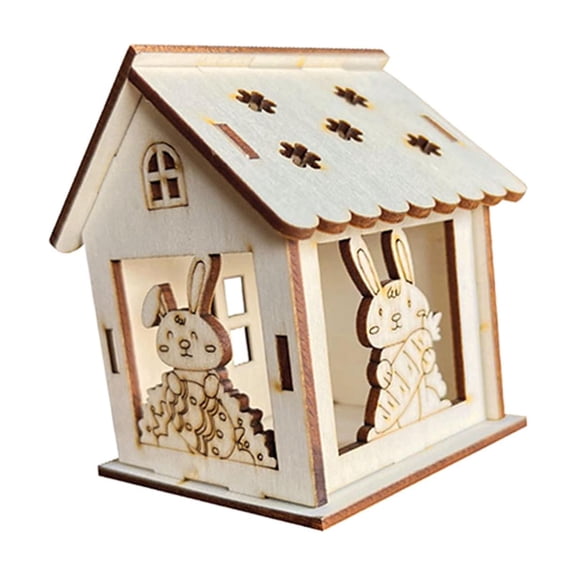 QSTDGVPW Wooden Spring Houses Craft Kit Festival for Party Supplies Table Decorations Style D