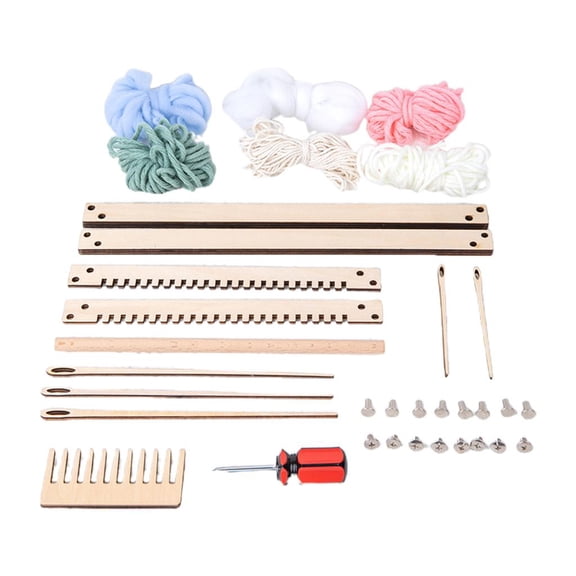 QSTDGVPW Wooden Weaving Loom Kit Multi-Craft with Needle Included Wool Yarn DIY Hand-Knitted Machine Tapestry Looms for Kids Adult Beginners