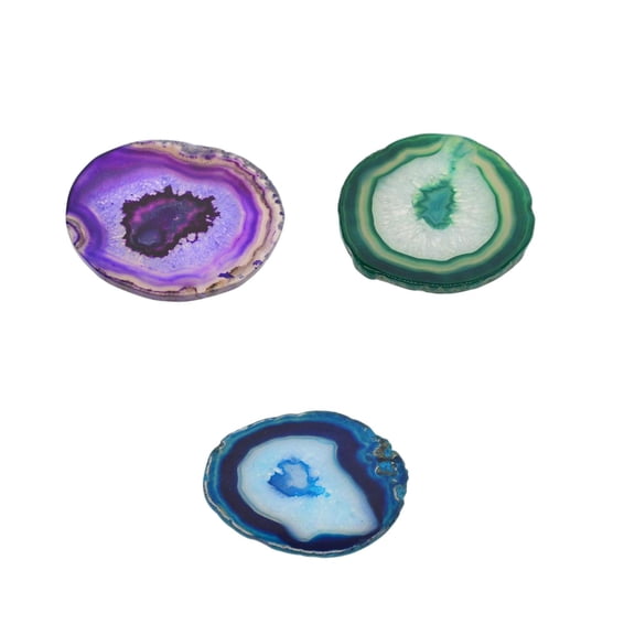 QSTDGVPW meriglare 3 Pieces 80-100mm Agate Quartz Crystal Slices Coaster Home Ornament