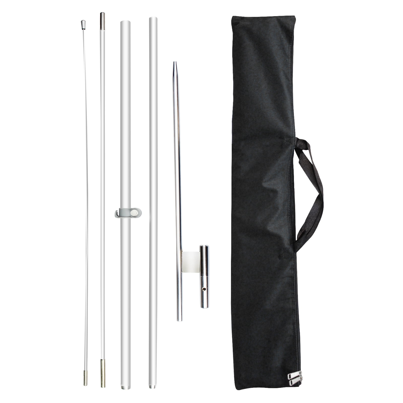QSUM 11FT Advertising Feather Flag Pole Kit, Windless Business Sign FlagPole with Ground Spike,Aluminum Alloy Pole Set,1 PCS