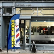 QSUM Barber Shop Sign Feather Flag with Pole Kit,7FT Barber Shop Advertising Flag, Barber Shop Business Sign,Barber Shop Swooper Flag