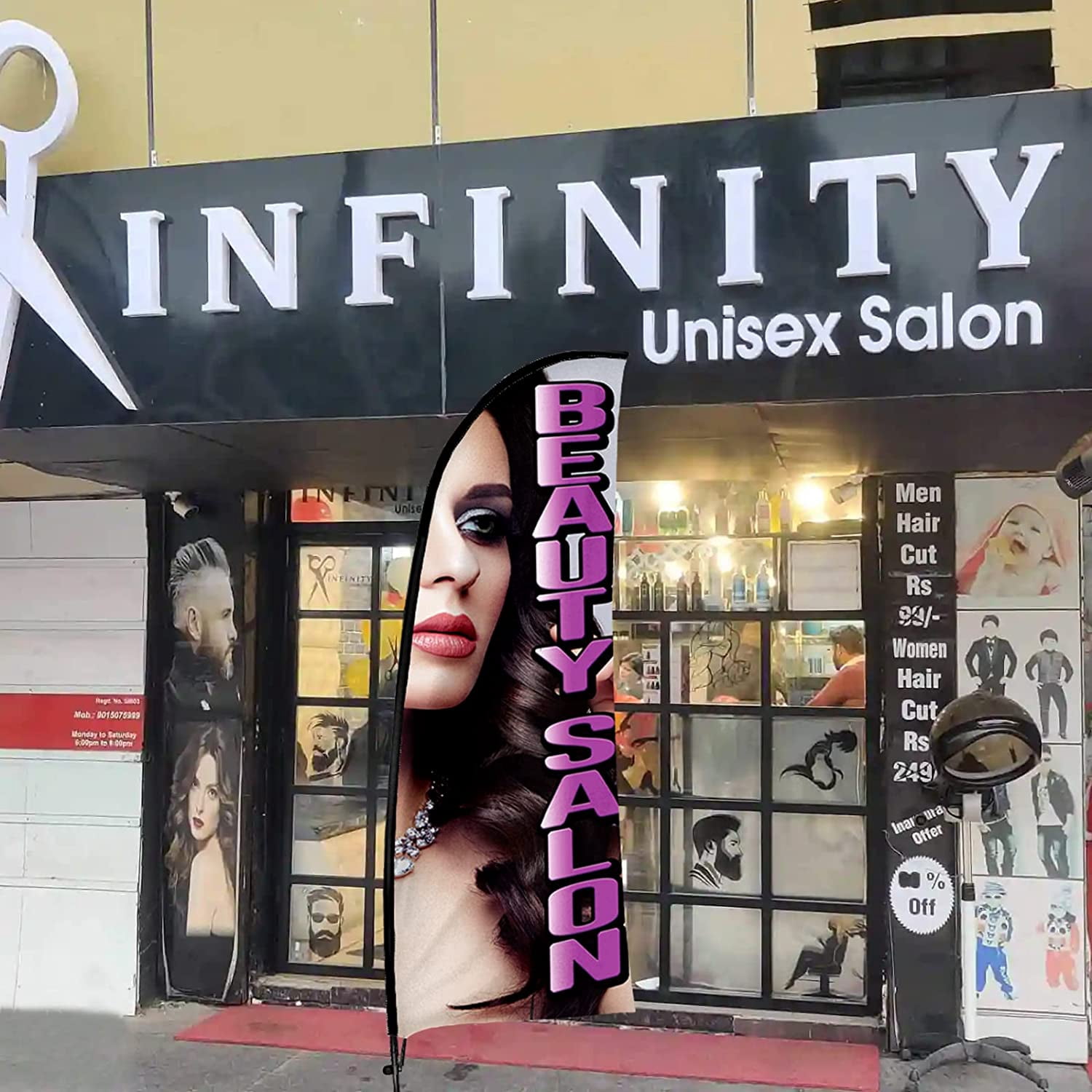 QSUM Beauty Salon Themed Swooper Flag, 7FT Beauty Salon Advertising ...