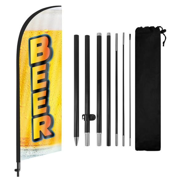 QSUM Beer Bar Themed Feather Flag,7FT Pub Advertising Swooper Flag, Brewery Business Signs