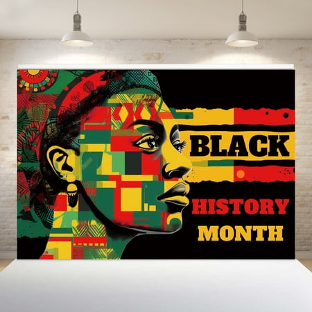 QSUM Black History Month themed wallpaper - 100cm/39inch x 150cm/59inch - Use as gifts, photography, birthday events or holiday decorations, celebrations (popular)