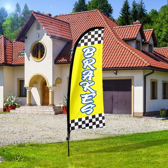 QSUM Brake Service Feather Flag Kit,7FT Advertising Banner, Business Signs