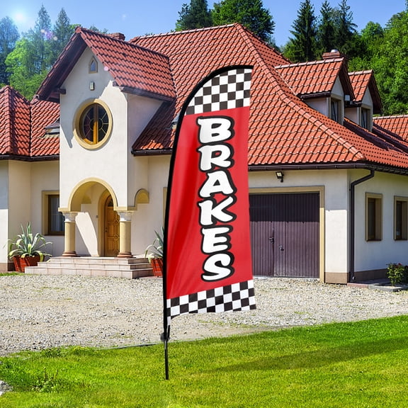 QSUM Brake Service Feather Flag Kit,7FT  Advertising Banner,  Business Signs