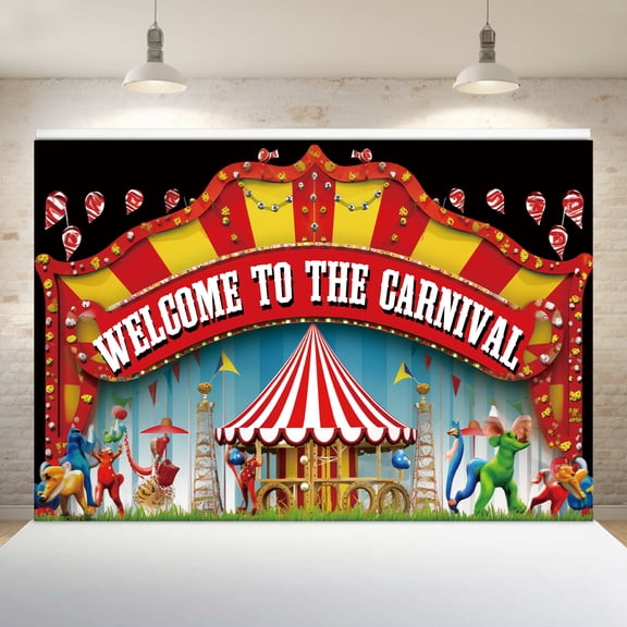 QSUM Carnival Party Wallpaper - 100cm/39" x 150cm/59" - Use as a gift, photography, birthday event or holiday decoration, celebration (popular)