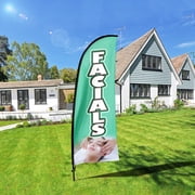 QSUM Facials Feather Flag Kit,7FT Beauty Day Spa Facial MassageBar Advertising Banner Business Signs