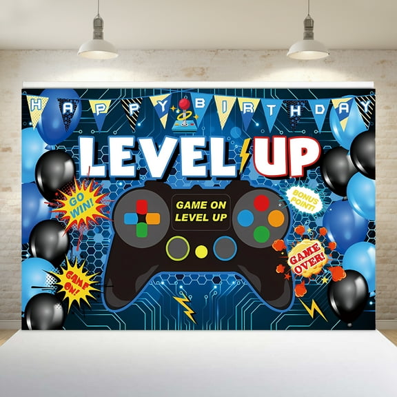 QSUM Gaming Themed Wallpaper Backdrop - 100cm/39" x 150cm/59" - Use as a gift, photography, birthday event or holiday decoration, celebration (popular)