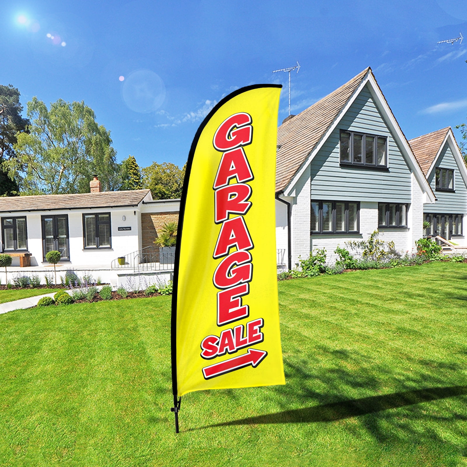 Qsum Garage Sale Feather Flag, Yellow Polyester, 7FT Durable Windless ...