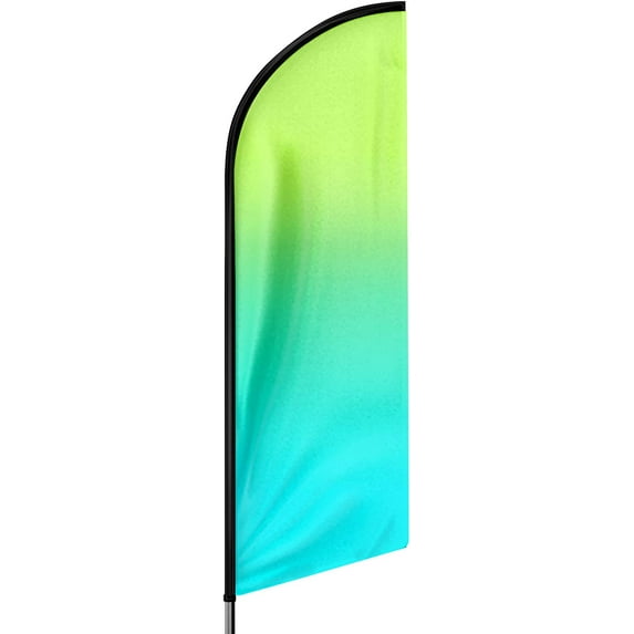 QSUM Gradient Colored Themed Feather Flag, 11FT Advertising Swooper Flag, Vivid Color and Fade Proof Signs for Businesses (Flagpole Not Included) (Green&Blue)