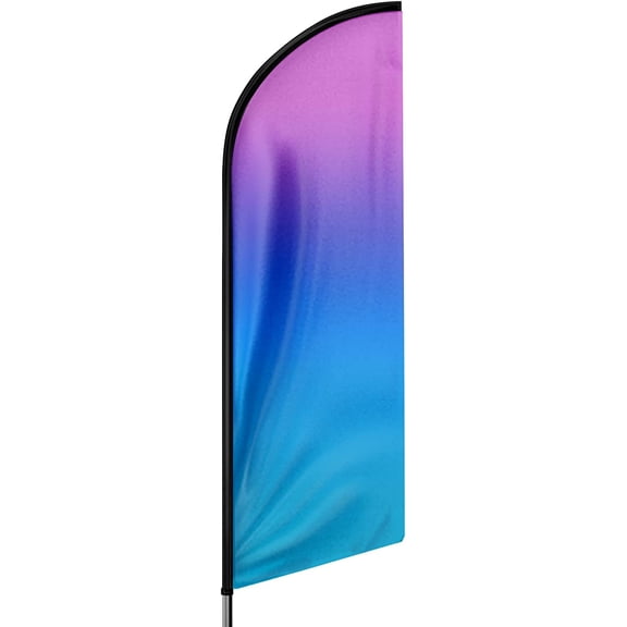 QSUM Gradient Colored Themed Feather Flag, 11FT Advertising Swooper Flag, Vivid Color and Fade Proof Signs for Businesses (Flagpole Not Included) (Purple&Blue)