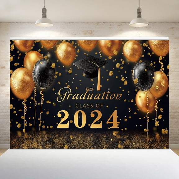 QSUM Graduation Themed Wallpaper Background - 100cm/39" x 150cm/59" - Use as a gift, photography, birthday event or holiday decoration, celebration (popular)