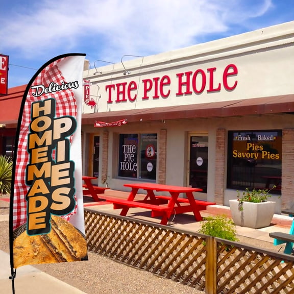 QSUM Homemade Pies Sign Feather Flag with Pole Kit,7FT Homemade Pies Decoration Display, Homemade Pies Business Sign,Homemade Pies Swooper FlagAdvertising Flag