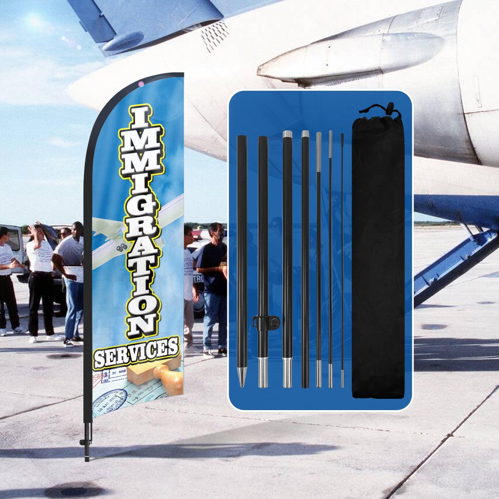 QSUM Immigration Services Themed Feather Flag, 11FT Immigration ...