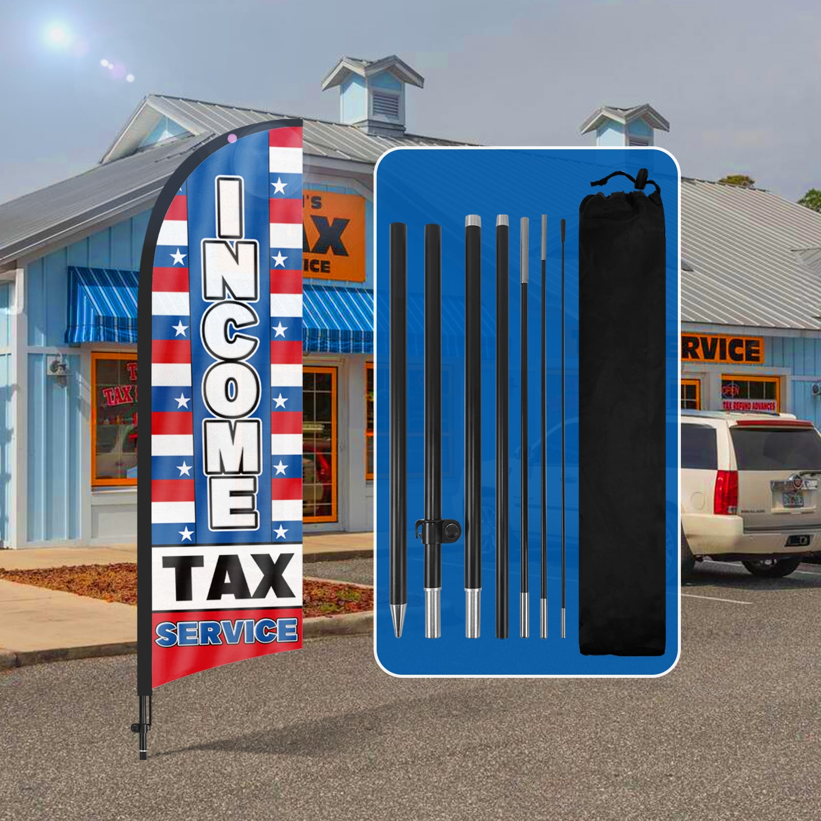 Qsum Income Tax Services Feather Flag, 8.2FT Windless Advertising ...