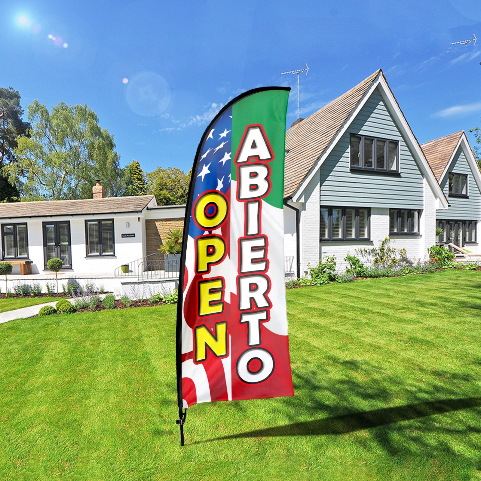 Promption Sign QSUM Open Abierto Feather Flag Kit,7FT Open Abierto Advertising Banner ...