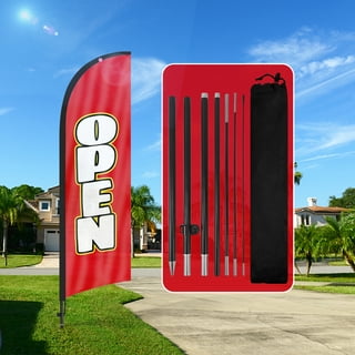 OPEN SUNDAY 12-Foot Feather Flag - Replacement Banner Only In Red/Yellow, No Wind Needed Design