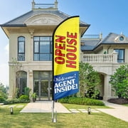 QSUM Open House Signs for Real Estate Agents, 11FT Swooper Feather Flag Sign, Open House Advertising Flag Banner for BusinessONLY FLAG
