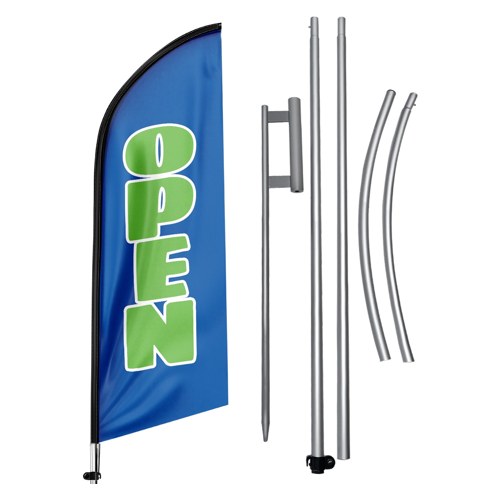 QSUM Open Sign Feather Flag with Pole Kit,11FT Open Decoration Display, Open Business Sign,Open Swooper Flag
