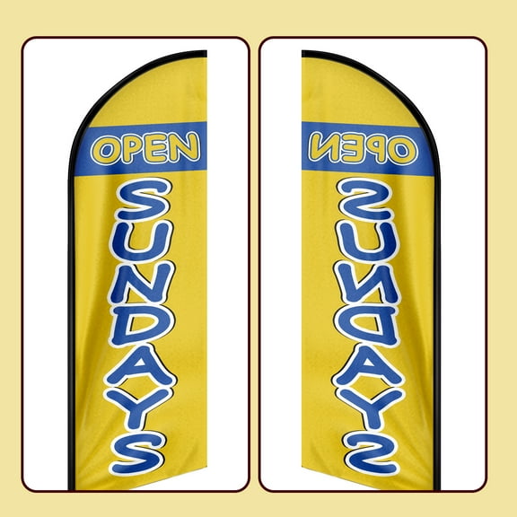 QSUM Open Sundays Sign Feather Flag,8ft Open Sundays Outdoor Advertising Flag, Open Sundays Business Sign,Open Sundays Swooper FlagFlag Only