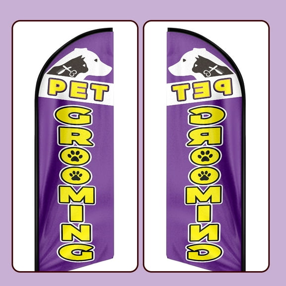 QSUM Pet Grooming Sign Feather Flag,8FT Pet Grooming Outdoor Advertising Flag, Pet Grooming Business Sign,Pet Grooming Swooper FlagFlag Only