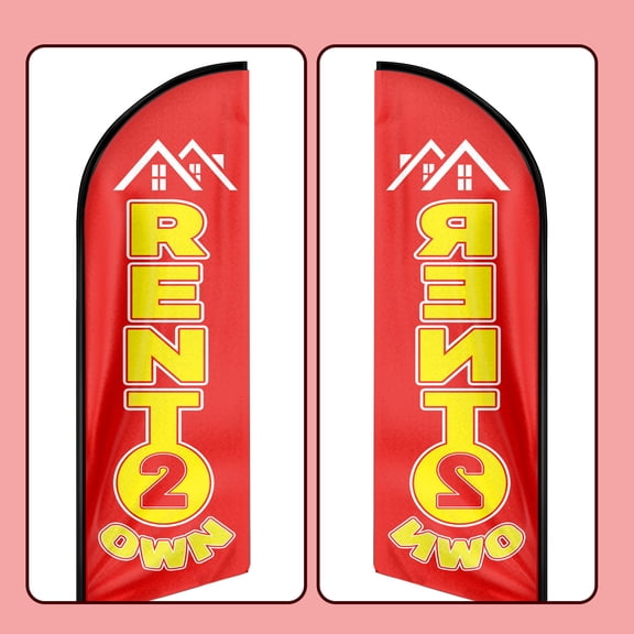 QSUM Rent Own Sign Feather Flag,8FT Rent Own Outdoor Advertising Flag, Rent Own Business Sign,Rent Own Swooper FlagFLAG ONLY