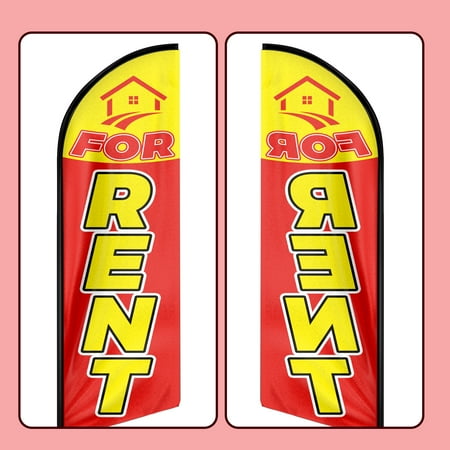 QSUM Rent Sign Feather Flag,8FT Rent Outdoor Advertising Flag, Rent Business Sign,Rent Swooper Flag(FLAG ONLY)