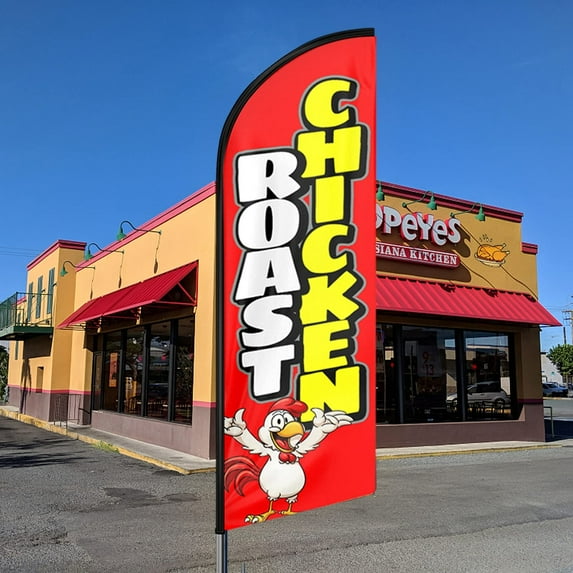 QSUM Roast Chicken Sign Feather Flag,8FT Roast Chicken Outdoor Advertising Flag, Roast Chicken Business Sign,Roast Chicken Swooper FlagFLAG ONLY