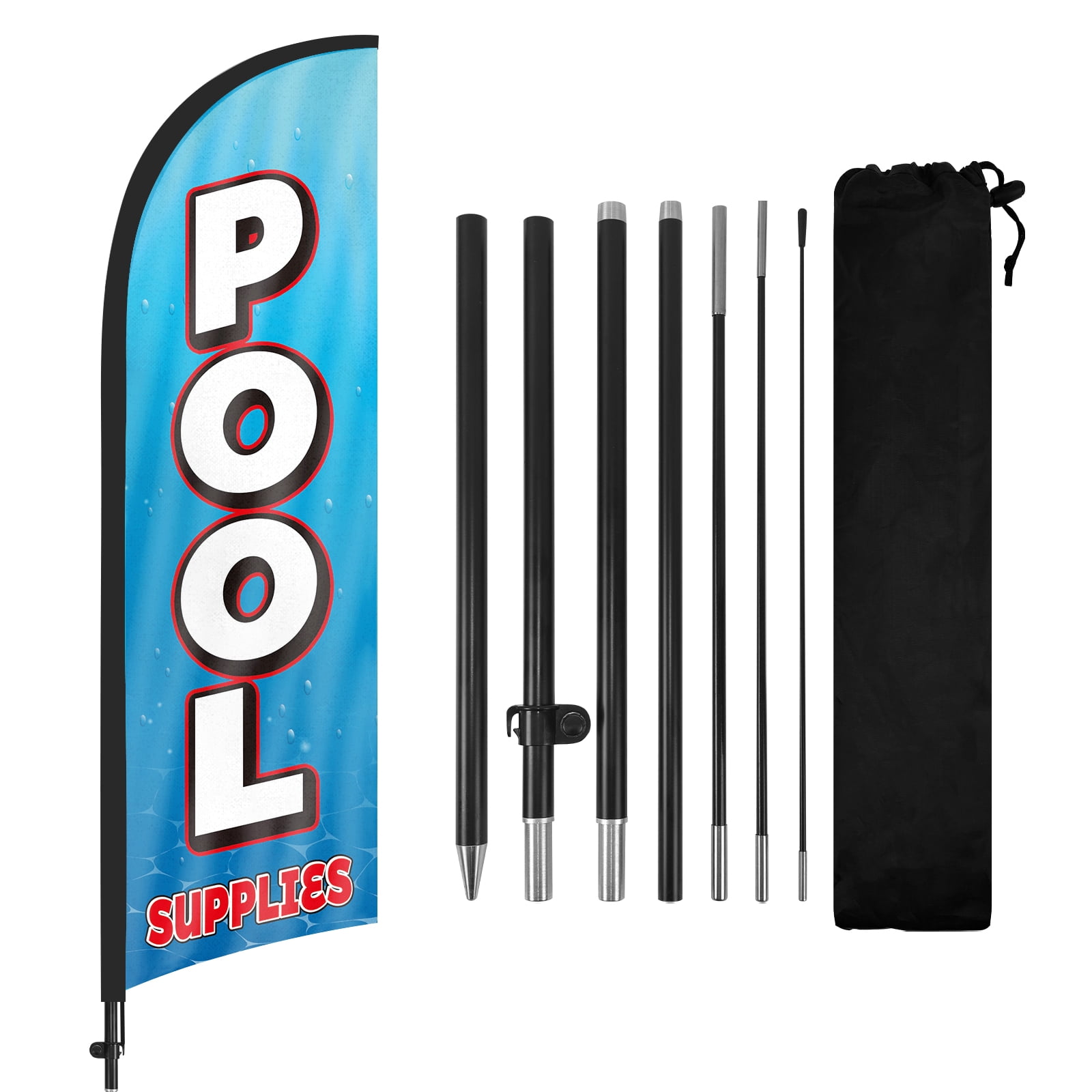 QSUM Swimming Pool Supplies Feather Flag with Flag Pole Kit and Ground ...