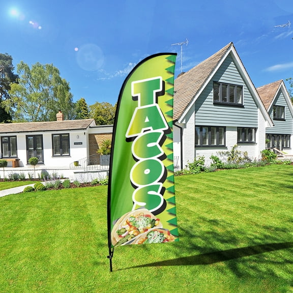 QSUM Tacos Feather Flag, 7FT Mexican Restaurant Advertising Banner, Mexican Food Business Sign