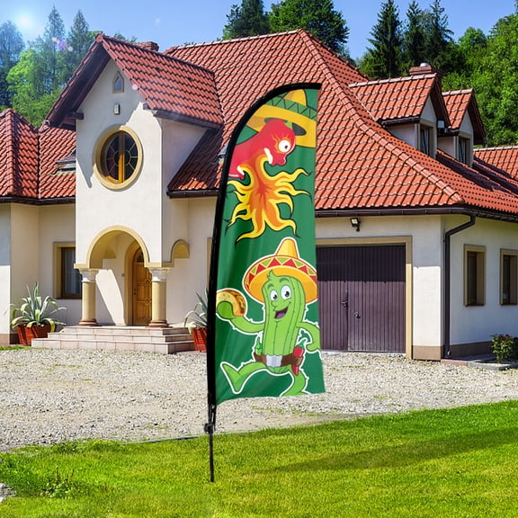 QSUM Tacos Feather Flag, 7FT Mexican Restaurant Advertising Banner, Mexican Food Business Sign