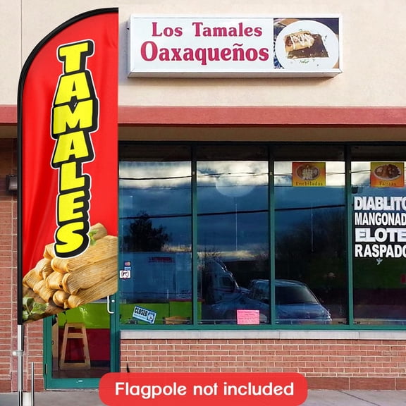 QSUM Tamales Themed Swooper Flag, 11 FT Tamales Signs Featehr Flag , Tamales Advertising Feather Flag Banner for Store Sales(Flagpole NOT Included)
