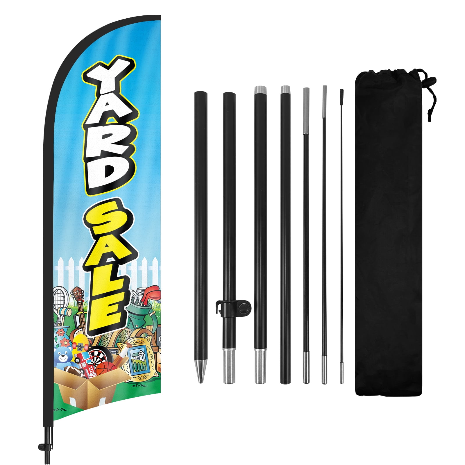 QSUM Yard Sale Sign Feather Flag with Pole Kit,8.2FT Yard Sale Decoration Display, Yard Sale Business Sign,Yard Sale Swooper Flag，Advertising Flag