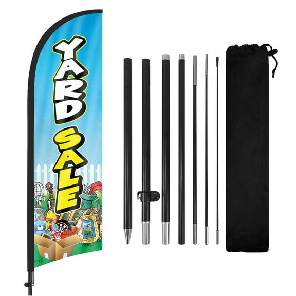 QSUM Yard Sale Sign Feather Flag with Pole Kit,8.2FT Yard Sale Decoration Display, Yard Sale Business Sign,Yard Sale Swooper FlagAdvertising Flag