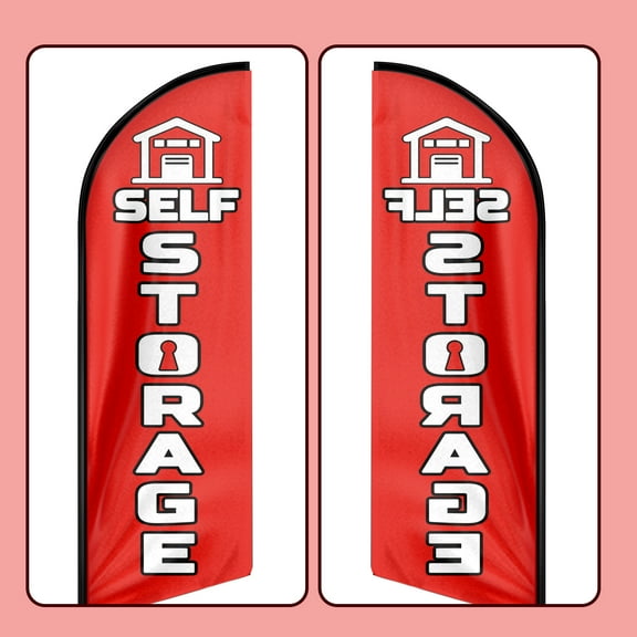 QSUM self storage Sign Feather Flag,8ft self storage Outdoor Advertising Flag, self storage Business Sign,self storage Swooper FlagFlag Only