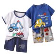 thumbnail image 1 of QSXADF Boys 2 Piece Outfits Tops and Shorts Set Summer Short Sleeve 1 Top 1 Pant 2 Piece Outfit Children's Clothing Set Summer Outfits, 1 of 3