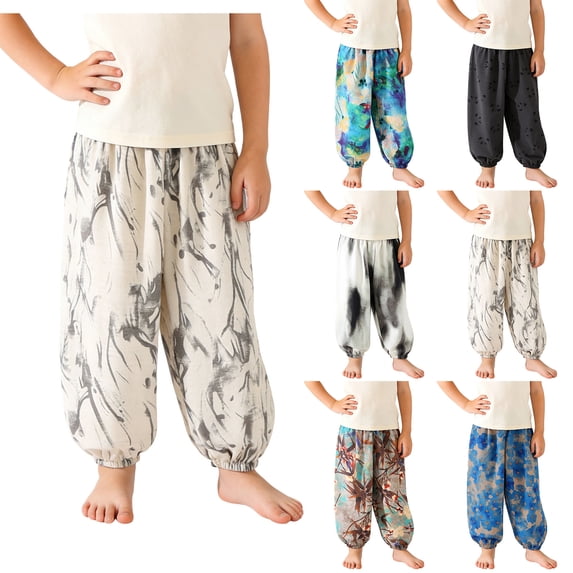 QSXADF Boys Girls Harems Pants Casual Sleep Pants Unisex Kids Graphic Loose Harems Home Daily Repellent Long Pants Children's Trousers