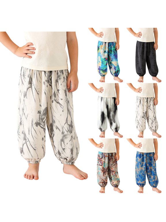 Boys Girls Harems Pants Casual Sleep Pants Unisex Youth Graphic Loose Harems Home Casual Repellent Long Pants Children's Trousers