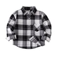 thumbnail image 1 of QSXADF Boys Girls Plaid Shirt Jacket Button Down Shirts Kids Long Sleeve Regular Plaid Button Up Collared Shirt Jacket Casual Fall Layering Top Children's Outwear, 1 of 2