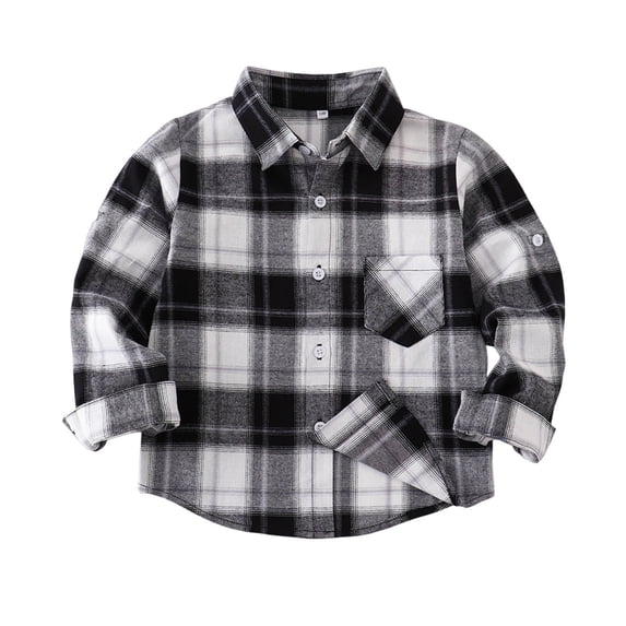 QSXADF Boys Girls Plaid Shirt Jacket Button Down Shirts Kids Long Sleeve Regular Plaid Button Up Collared Shirt Jacket Casual Fall Layering Top Children's Outwear
