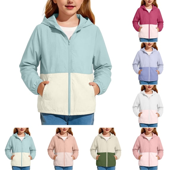QSXADF Boys Girls Zip Up Hoodless Sun Protection Jacket Kids Long Sleeve Loose Zip Up Hooded Jacket Sun Protection UPF50+ Lightweightful Outerwear for Daily Wear Children's Outwear
